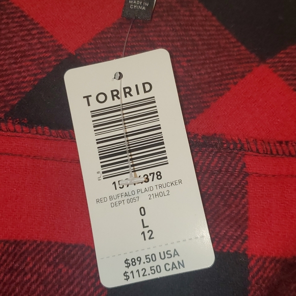 NWT - Torrid brand - Size Large, Red Buffalo Plaid jacket. - Picture 6 of 9